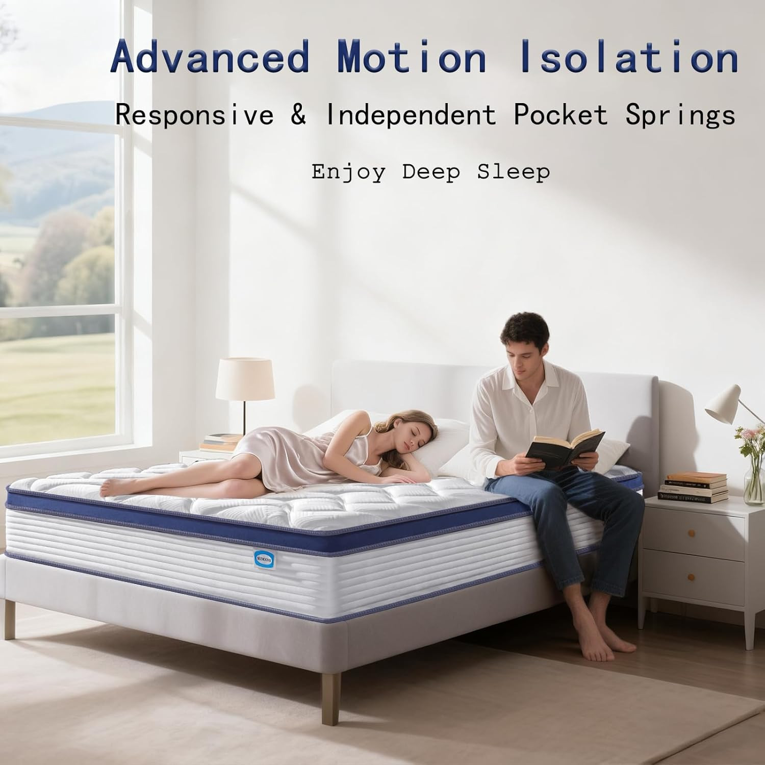 14″ Hybrid Queen Mattress, Memory Foam & Pocket Springs, Medium Firm, CertiPUR-U