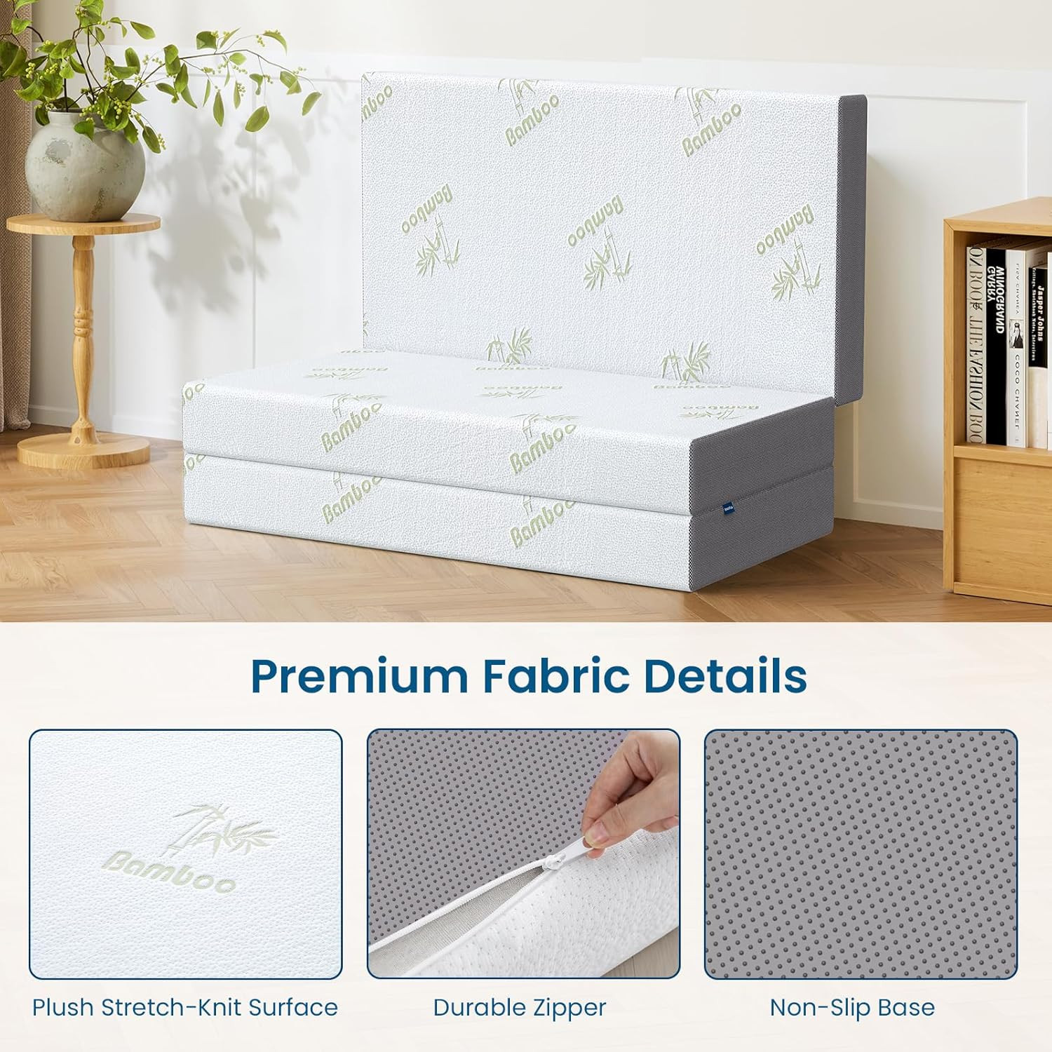Trifold Mattress Queen Size, 6 Inch, Portable Folding Mattress with Memory Foam,