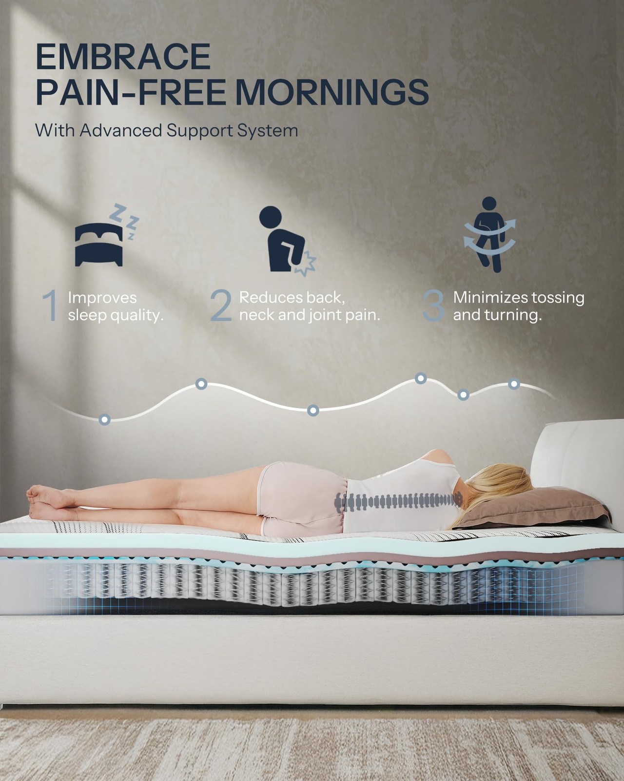 Life Balance Hybrid King Mattress 14 Inch, Made in USA, Plush, Individual Poc…