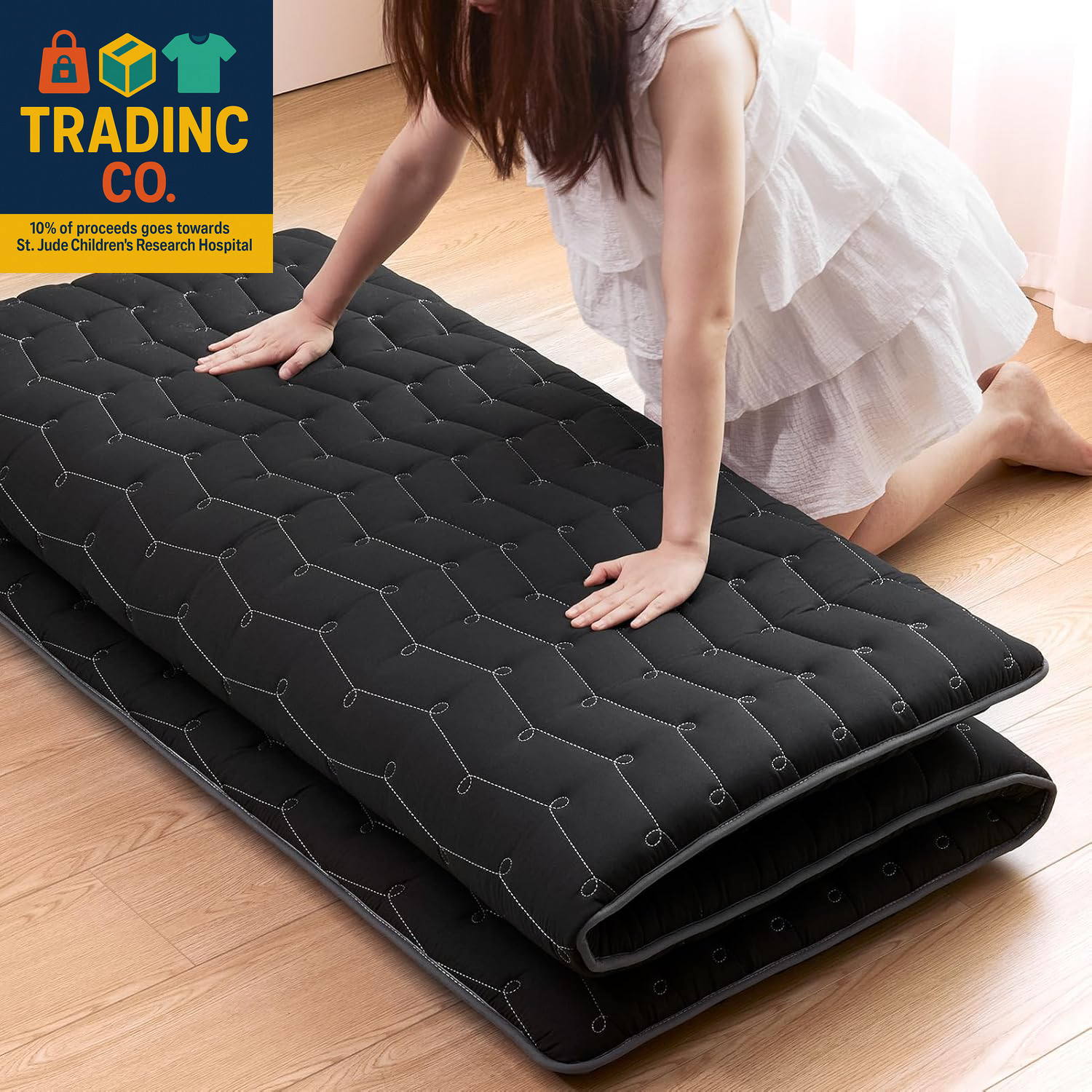 Premium 3.2″ Thick Japanese Futon Mattress – Twin Size 39″x80″ (Black)