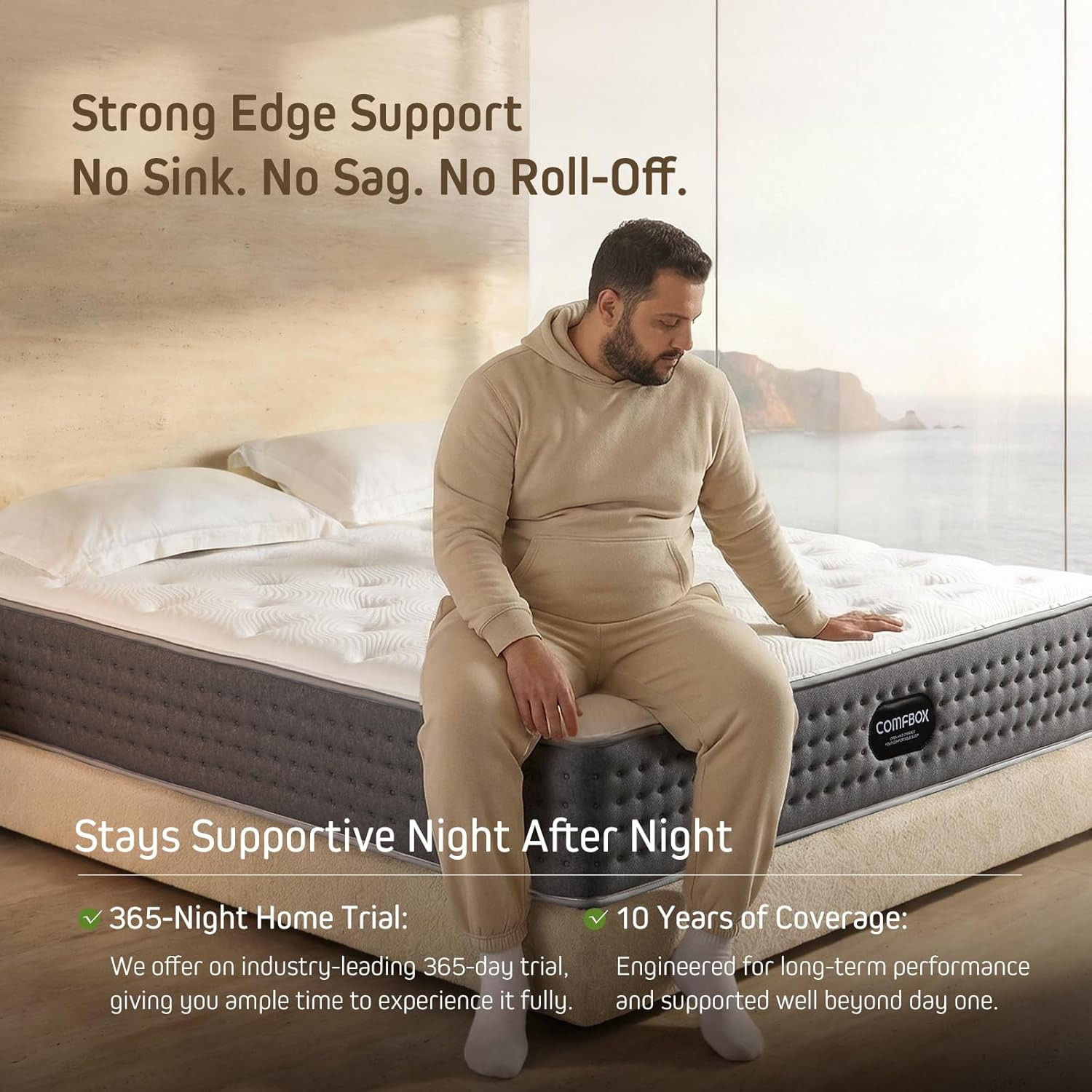14″ King Size Hybrid Mattress – Medium-Firm Memory Foam for Comfort & Support