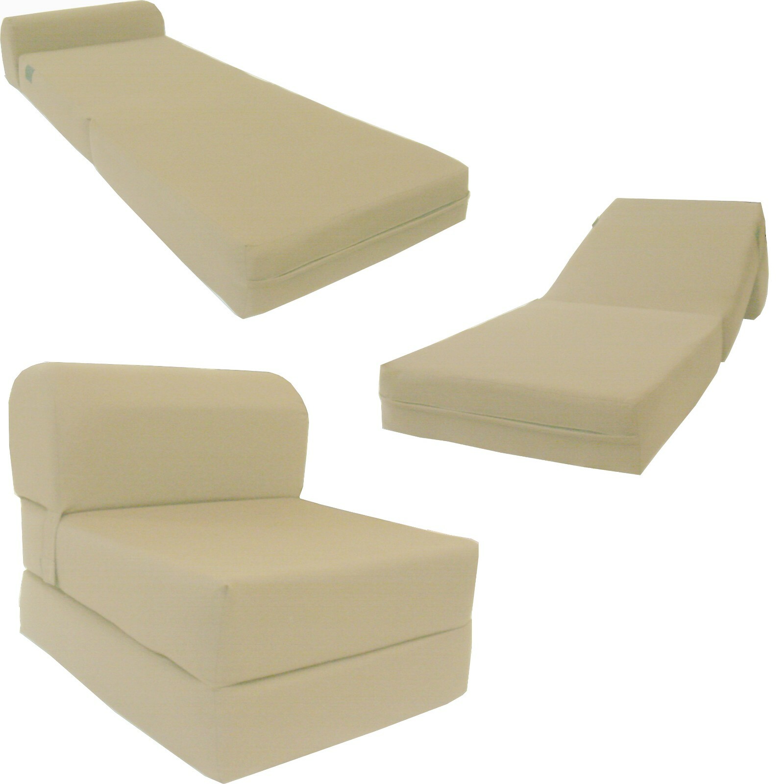 Flip Chair Folding Foam Beds, Portable Studio Sofa Bed, Couch 6x24x70, Tan
