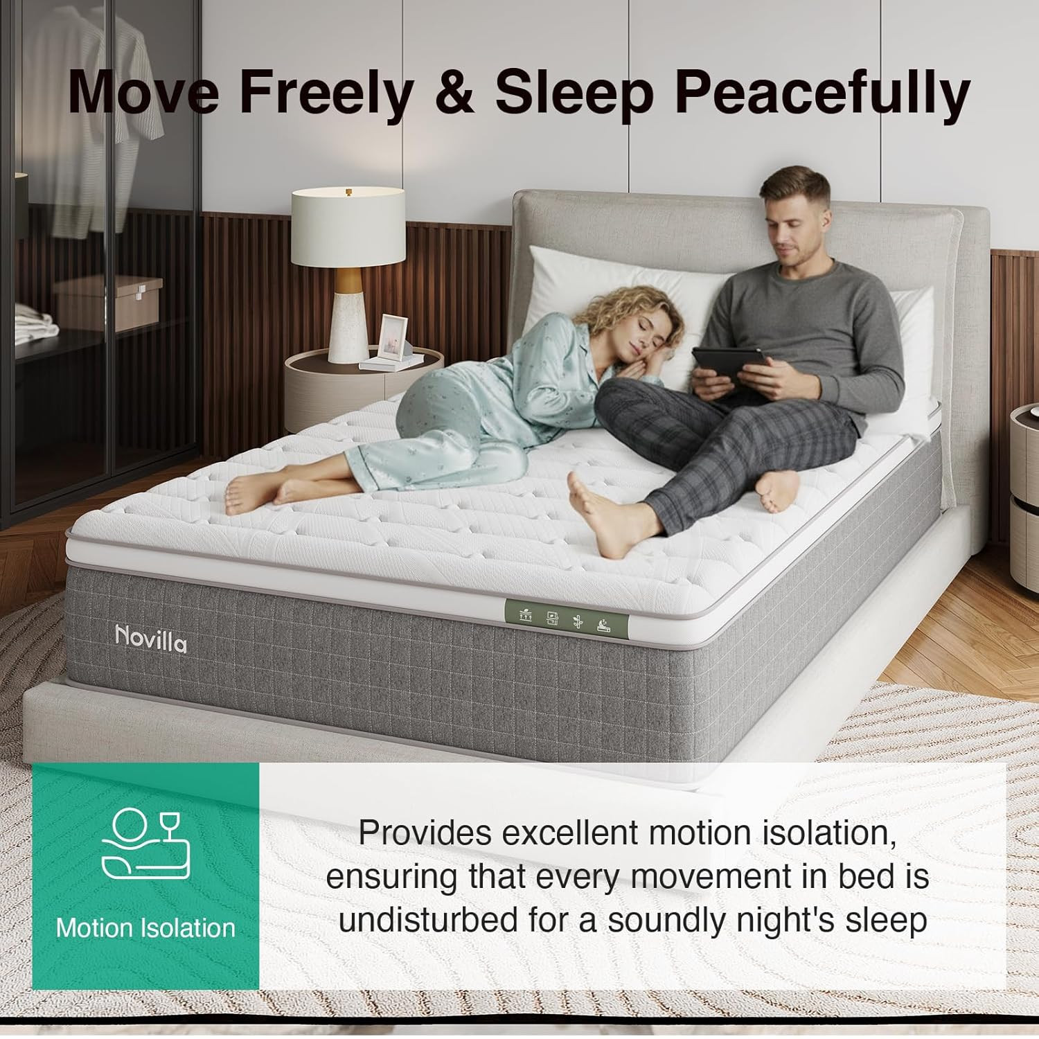14″ Hybrid Queen Mattress with Gel Memory Foam & Pocketed Coils for Comfort