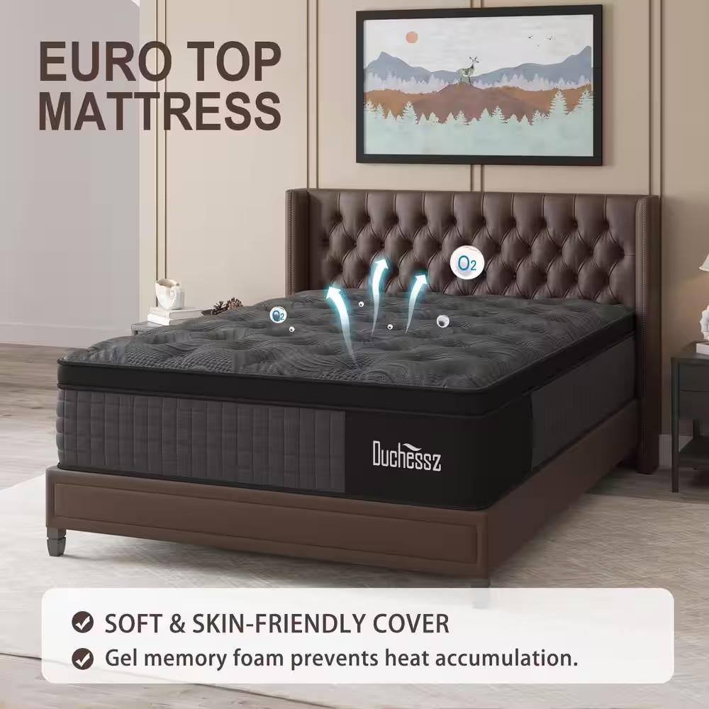 Queen Medium Firm Hybrid 14 In. Euro Top Support and Bed-In-A-Box Mattress