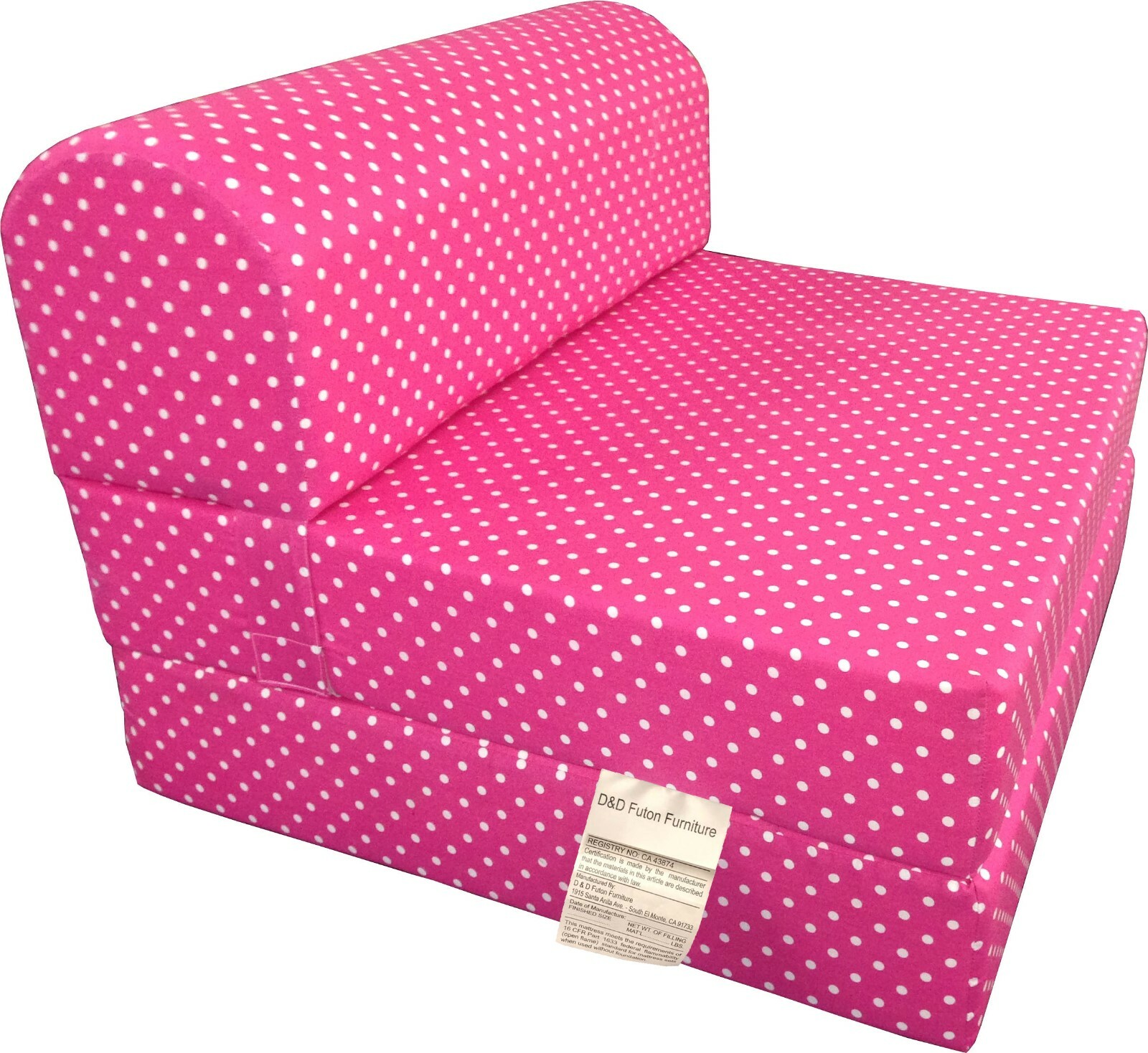 Twin Flip Chair Folding Foam Beds, Portable Sofa Bed, Couch 6x32x70, Polka Dots