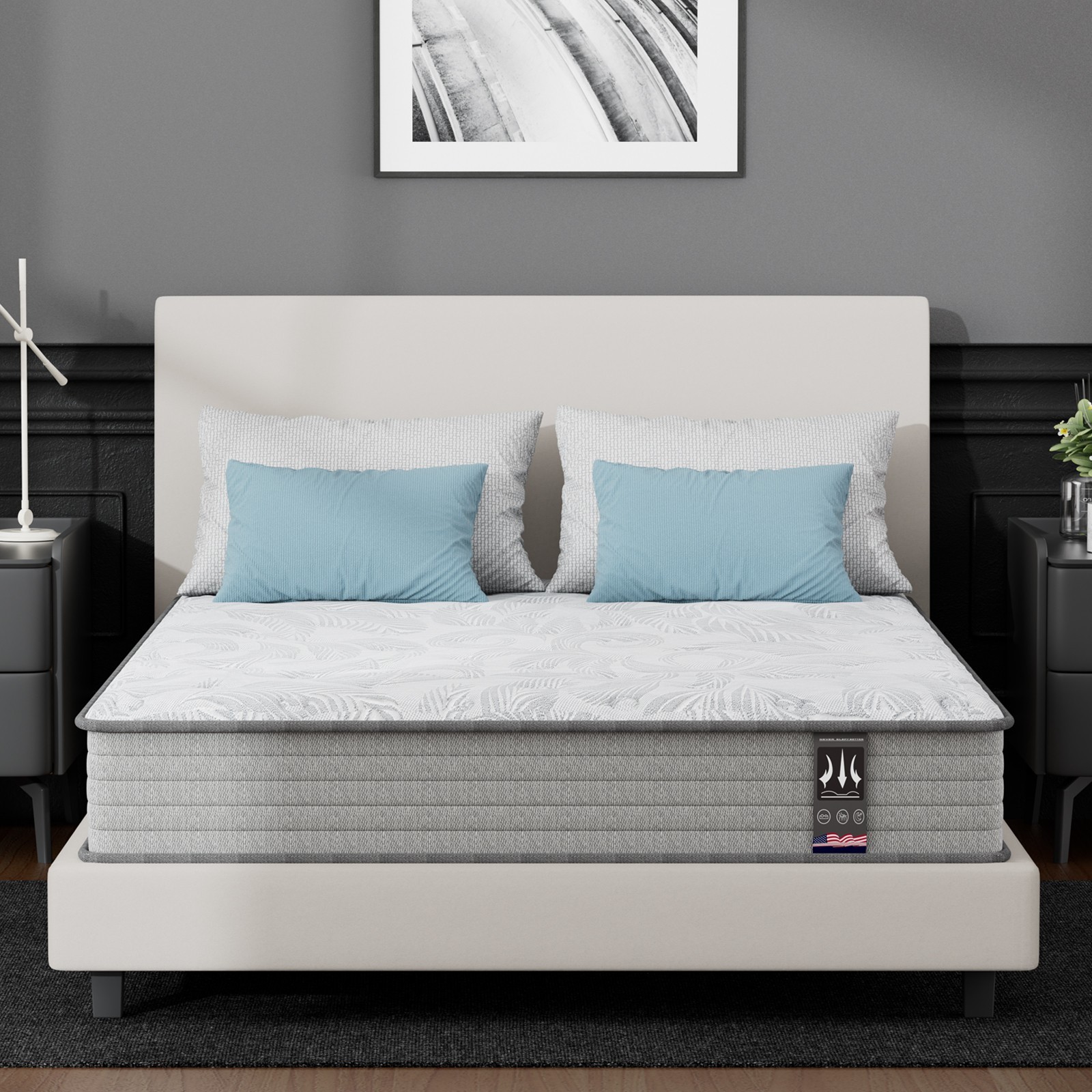 12» 14″ Twin Full Queen King Hybrid Spring Mattress Gel Memory Foam in a Box