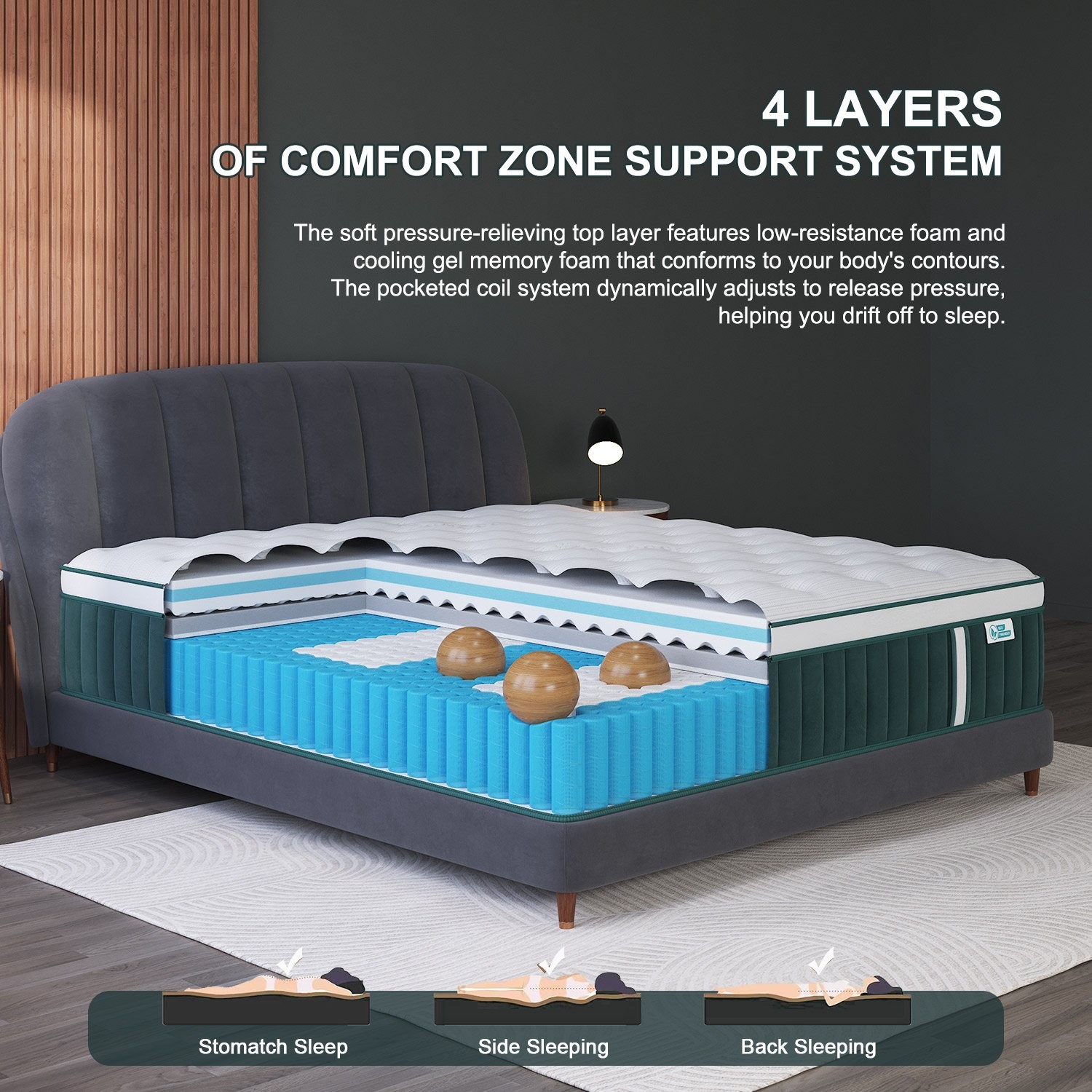12/14Inch Hybrid Mattress Twin Full Queen King Bed Size Memory Foam – Ergonomic