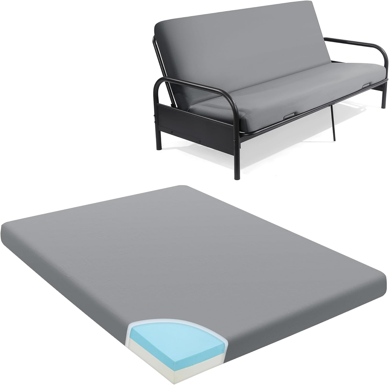 Comfortable Memory Foam Futon Mattress, Foldable Sofa Bed, Full Size, Removable