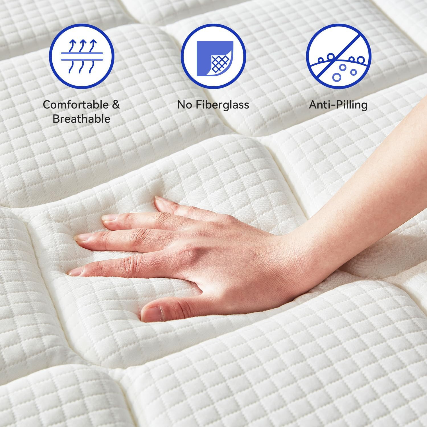 Sweetcrispy 12″ Hybrid Mattress – Medium Firm, CertiPUR-US, Queen Size