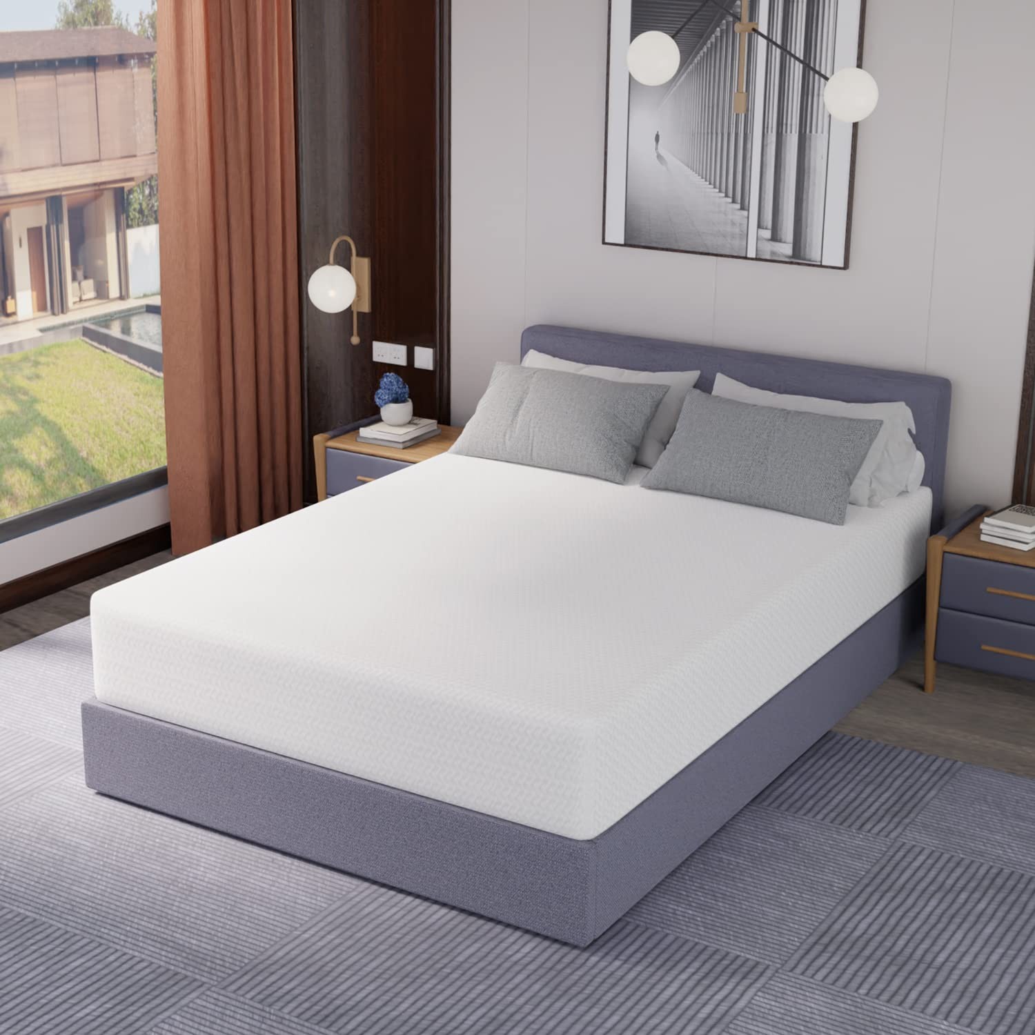 12 Inch Green Tea Memory Foam Mattress,Bed-in-a-Medium Firm Mattress CertiPUR…