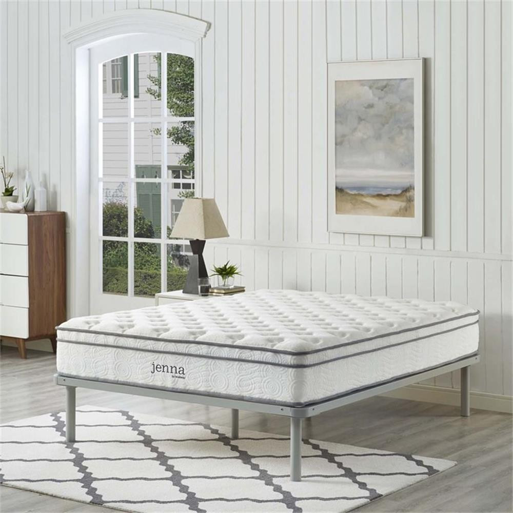 Bowery Hill 10″ Modern Innerspring and Foam Queen Mattress in White