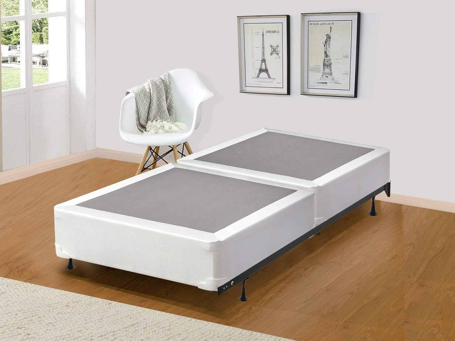 Beige Twin XL Split Wood Box Spring/Foundation – Fully Assembled Comfort