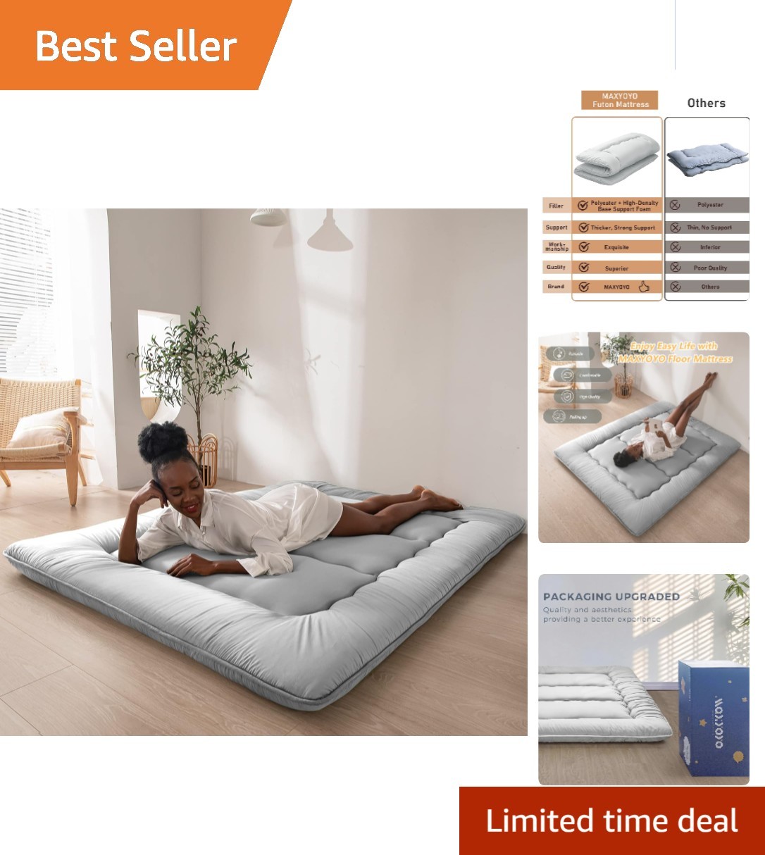Luxury Japanese Floor Mattress Queen – Foldable Futon with Dustproof Cover