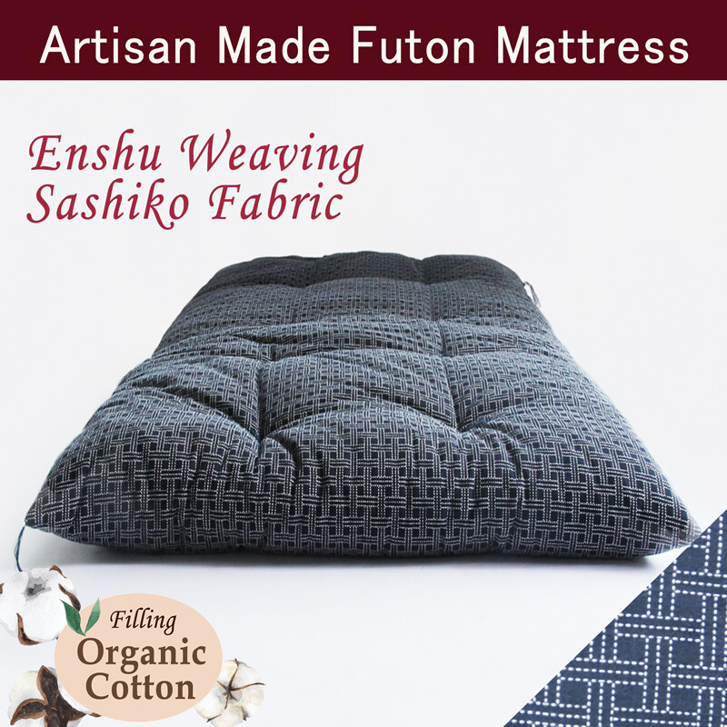 Japanese Futon Mattress Made by craftsmen Enshu Navy Filling:organic cotton 100%