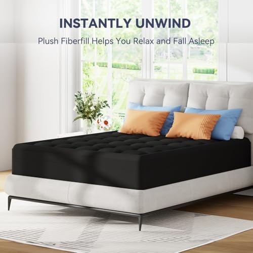 Dual Layer 3 Inch Memory Foam Mattress Topper Size, 2 Inch Cooling Queen Black