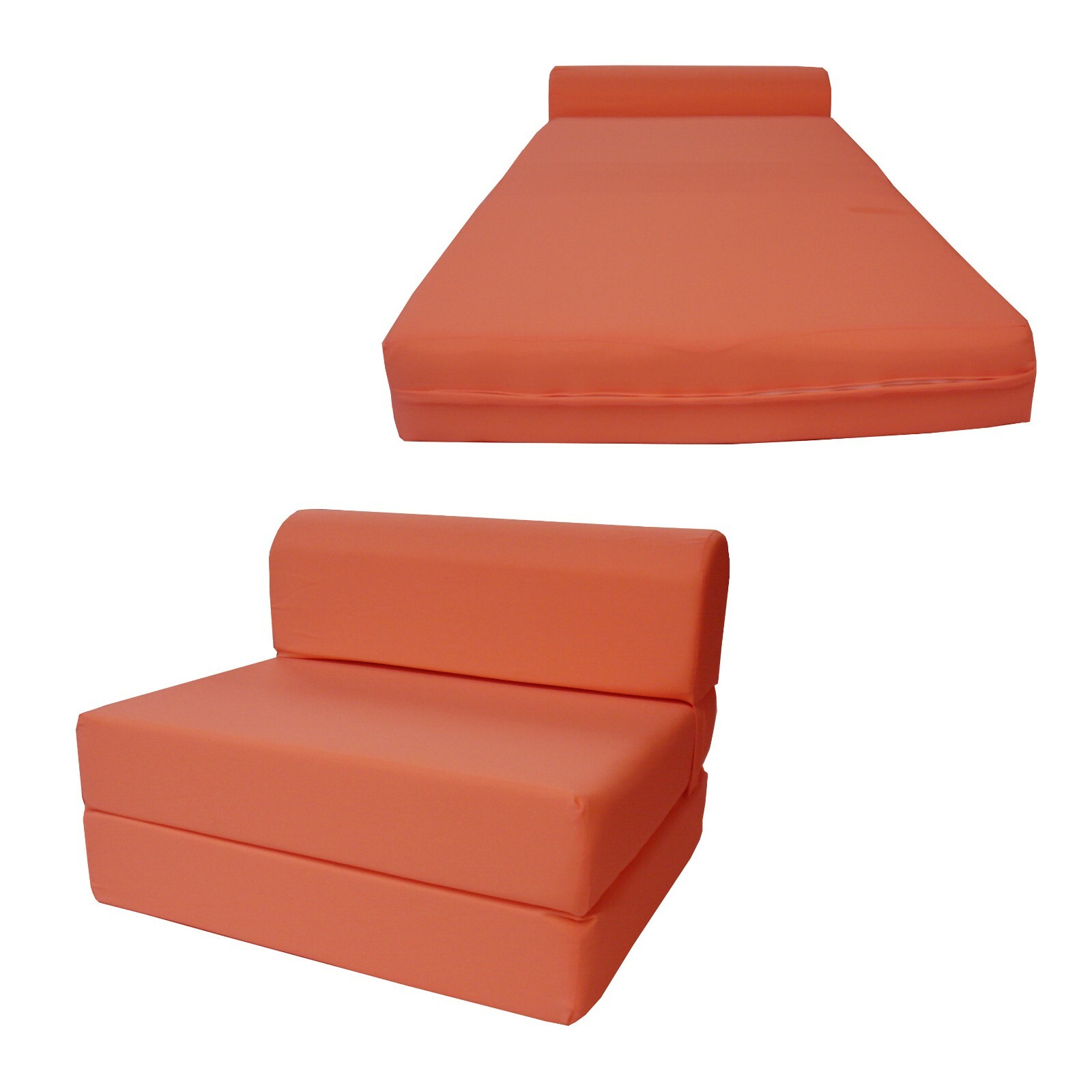 Portable Flip Sleeper Chair Folding Foam Beds, Sofa Couches 6x32x70 Orange
