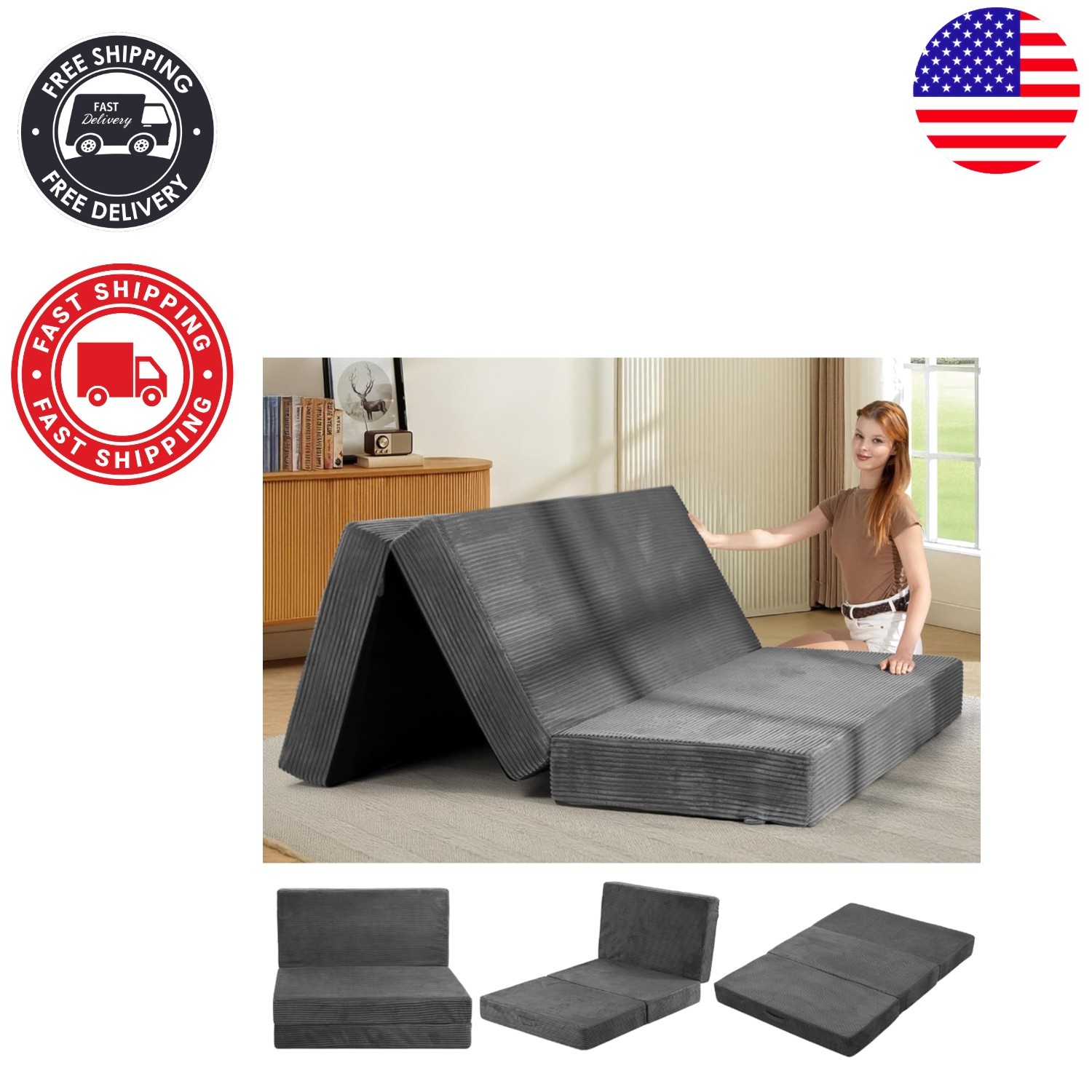 Versatile 6-Inch Plush Folding Mattress – Perfect for Guests, Camping & Dorm