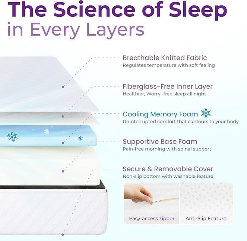 8 Inch Queen Cooling Gel Memory Foam Mattress for Cool Sleep Medium Feel Certipu