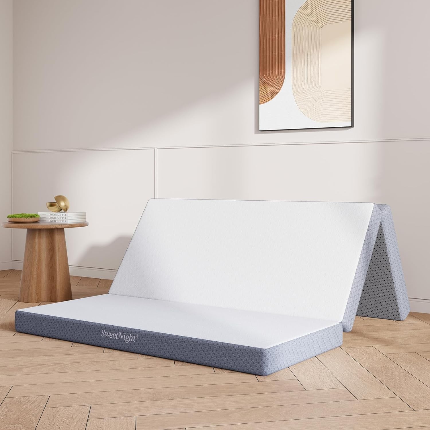 Tri Folding Mattress 4-inch Foldable Mattress W/ a Collapsible & Washable Cover