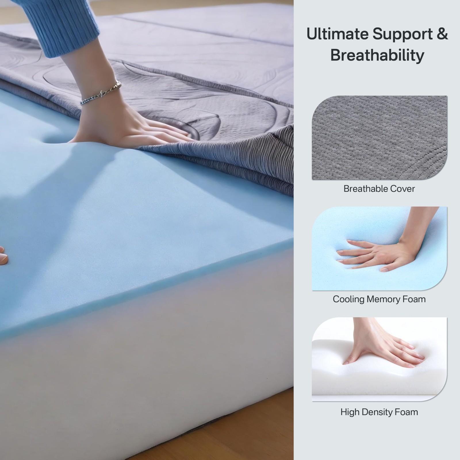 6 Inch Folding Mattress Twin Size, Memory Foam Trifold Mattress for Guest & M…