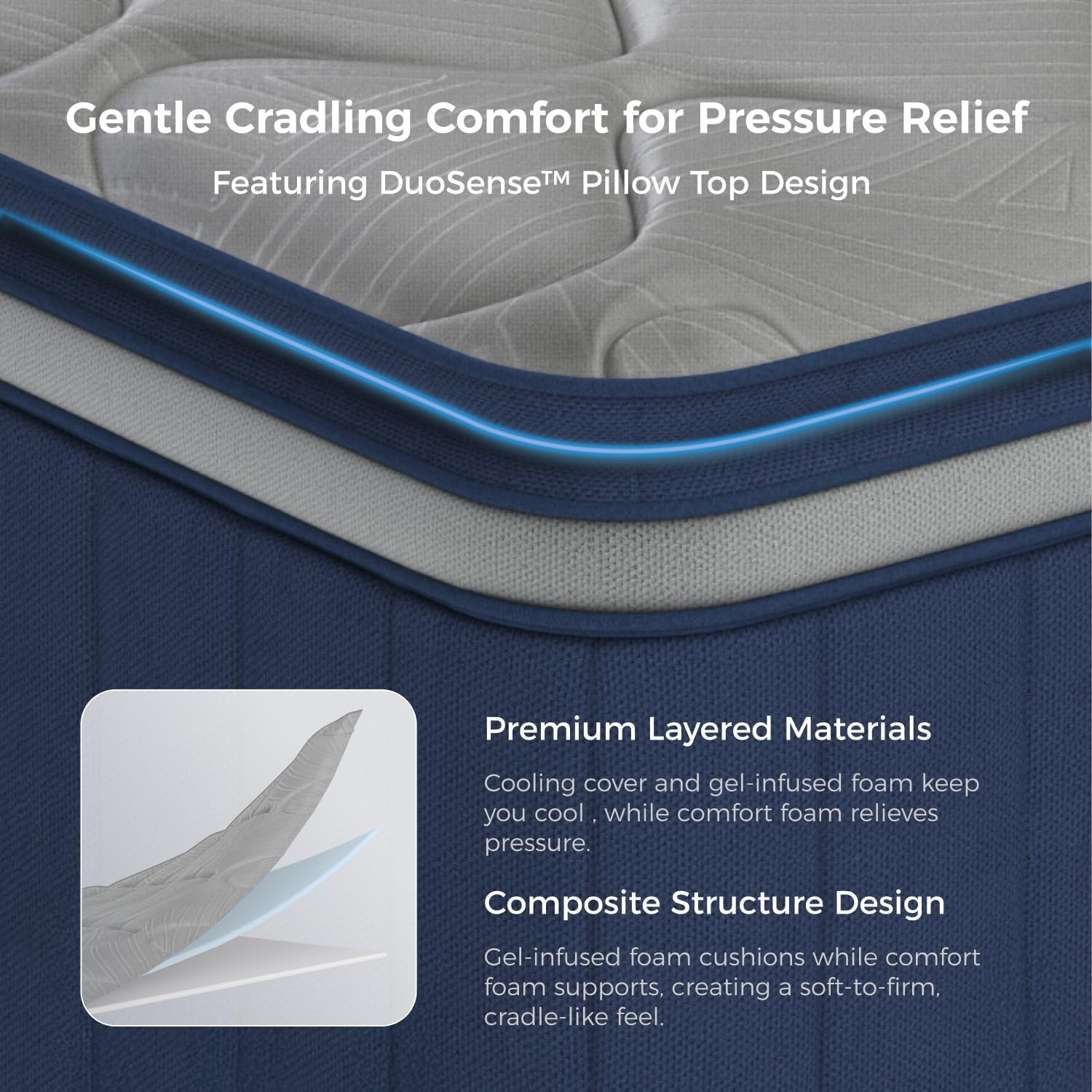 Sweetnight Coolnest 14 Inch King Size Mattress, Hybrid King Mattresses with Duos