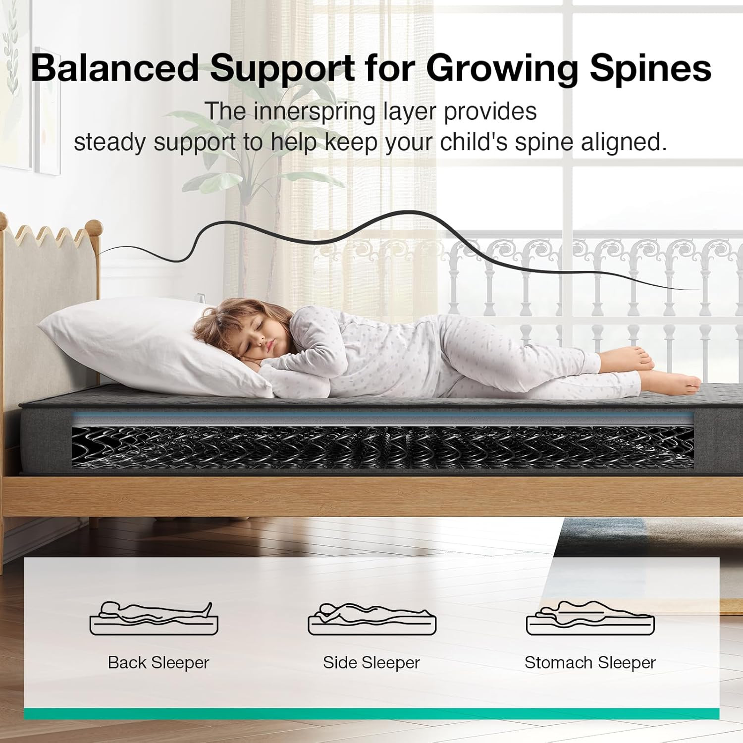 Twin Mattress for Kids,6 Inch Hybrid Twin Size Mattress with Bonnell Coil & Gel