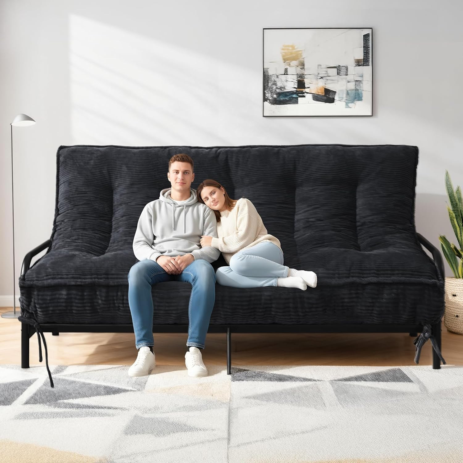 Queen Size 8″ Corduroy Futon Mattress – Shredded Foam Sleeper Bed