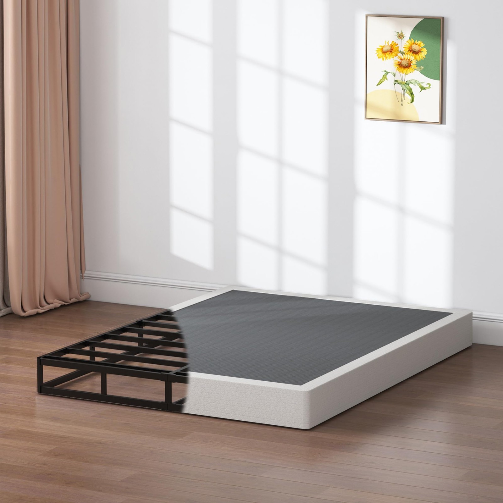 SHLAND 7 Inch Box Spring Full Size Bed Base, 3000 lbs Black Heavy Full,