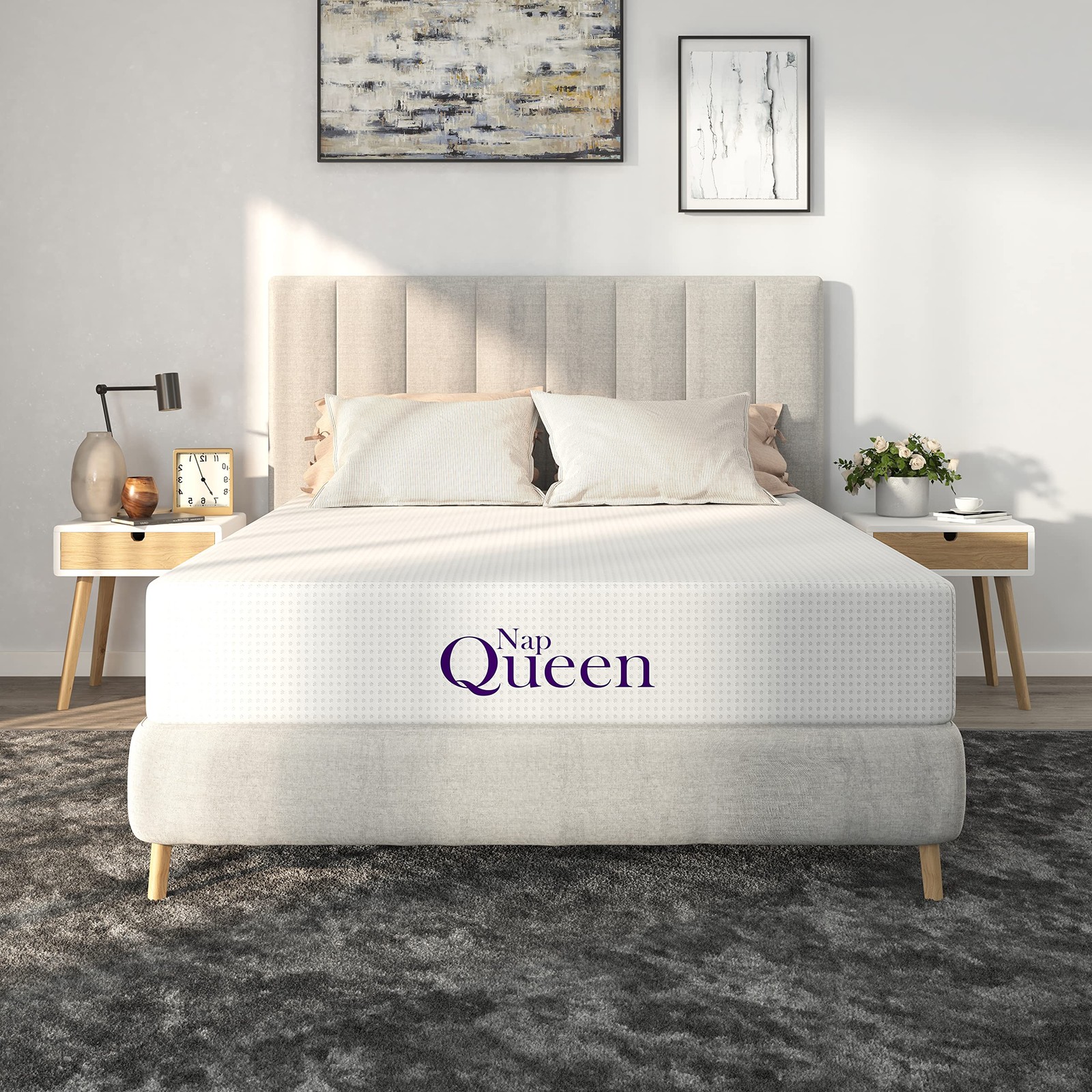 NapQueen 8 Inch Queen Size Mattress, Bamboo Charcoal Memory Foam Mattress, Be…