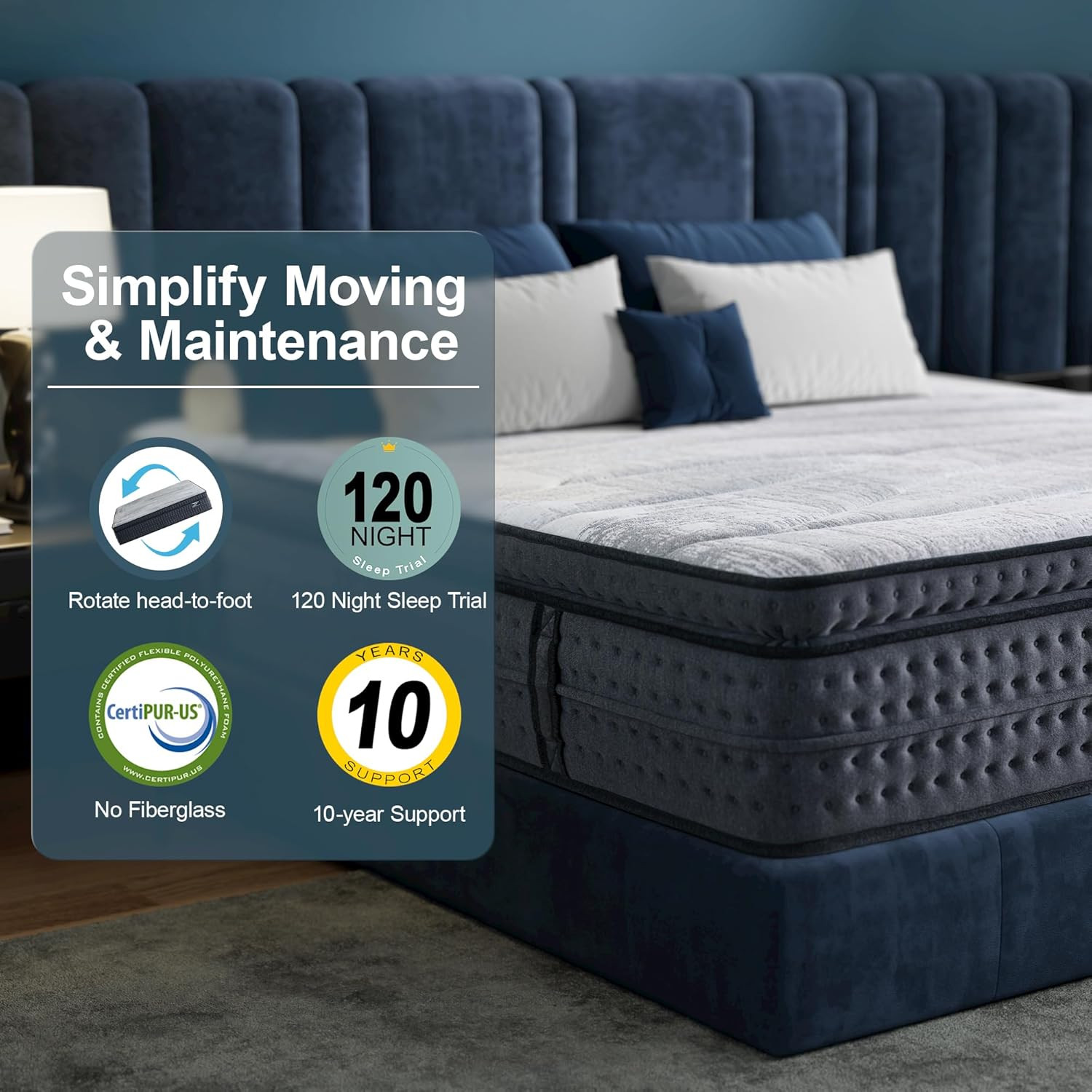 14″ Medium Plush Queen Memory Foam Hybrid Mattress with Strong Edge Support