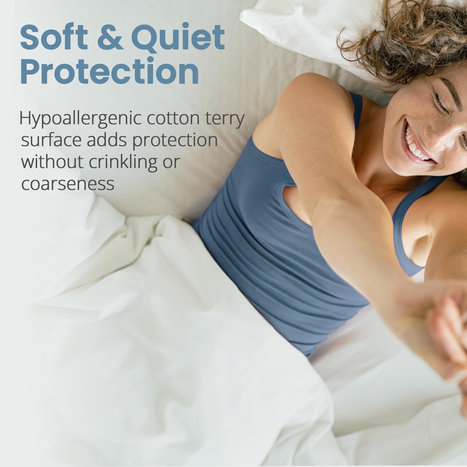 SafeRest Waterproof Queen Size Mattress Protector – Fitted Queen, Pure White