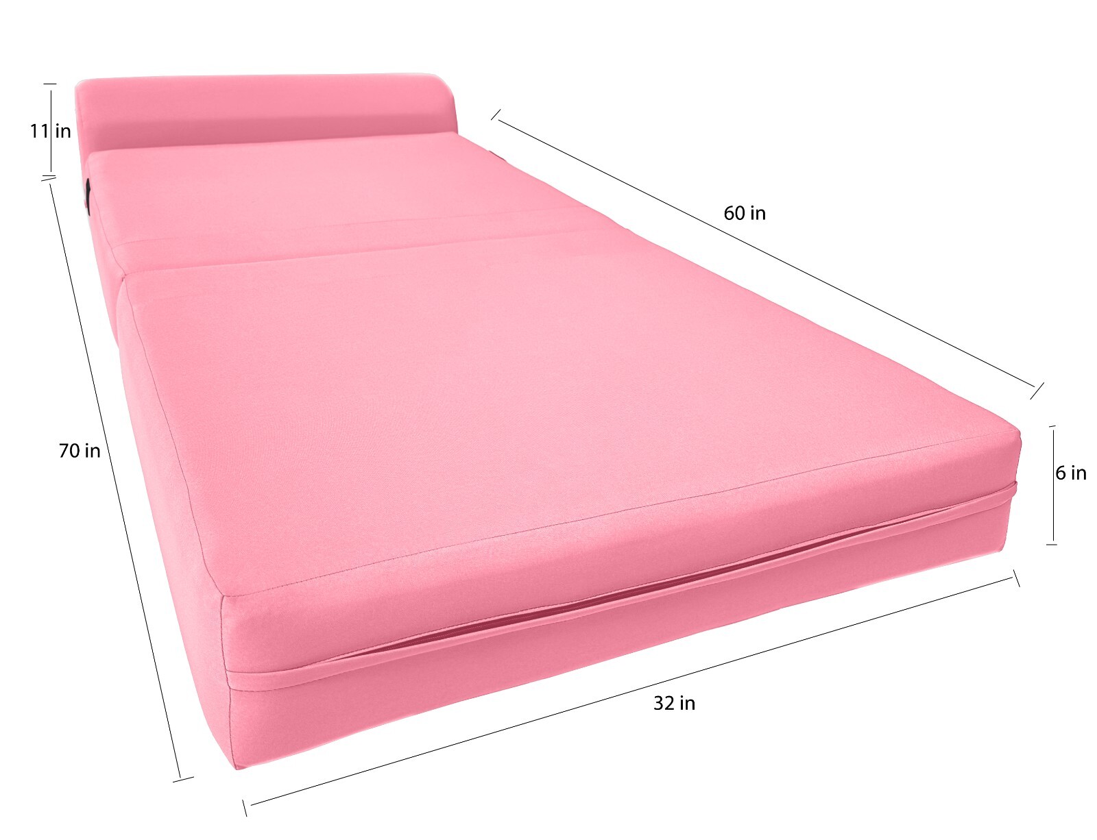 Twin Portable Flip Sleeper Chair Folding Foam Beds, 1.8 Density 6x32x70 Pink