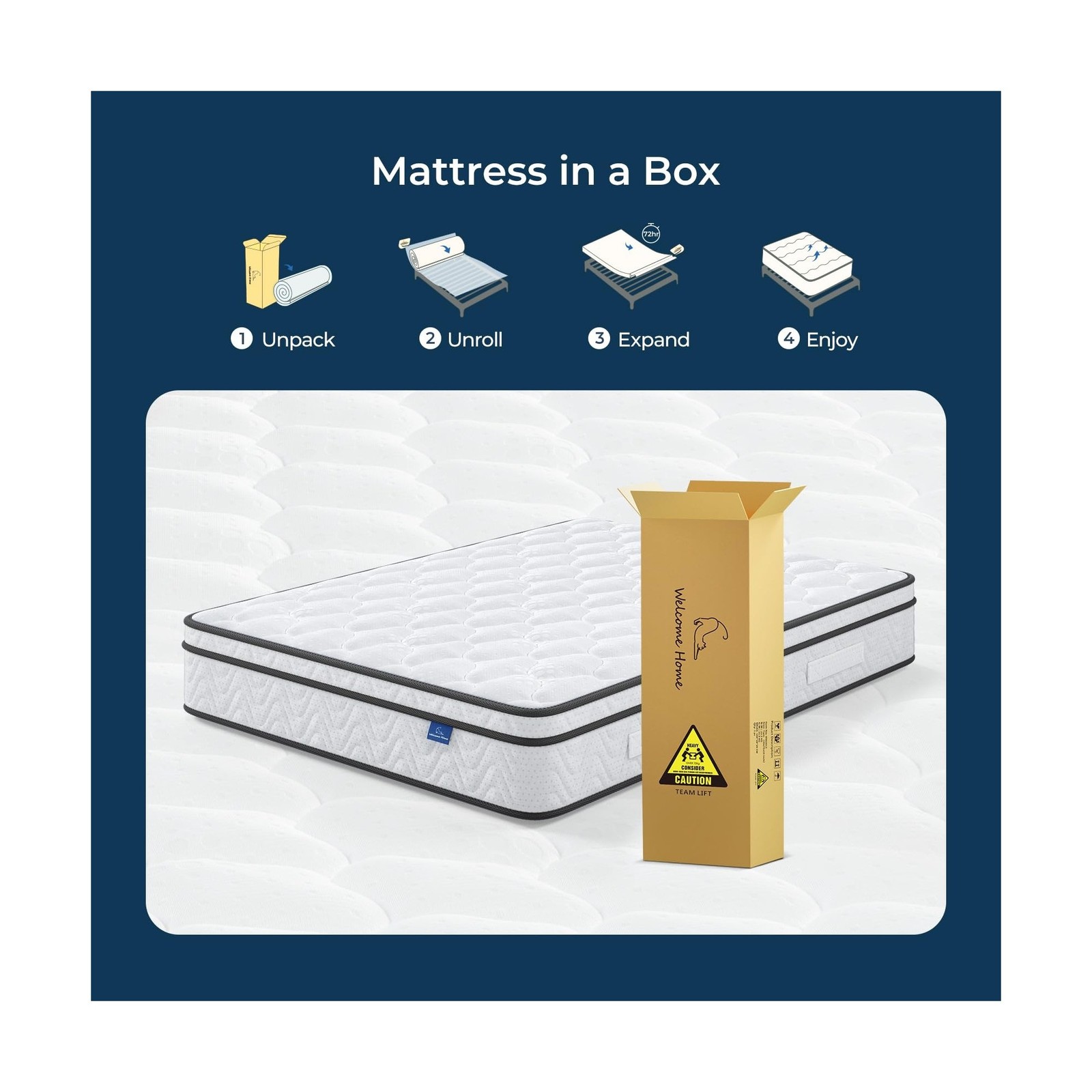 Vesgantti Queen Size Mattress 10 Inch, Fiberglass-Free | Cool Sleep Hybrid Ma…