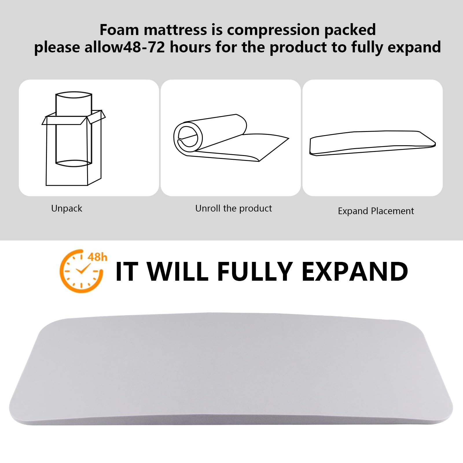 Sagging Mattress Support 2 Inch 40D High Density 60×24 Grey Foam Bed Board