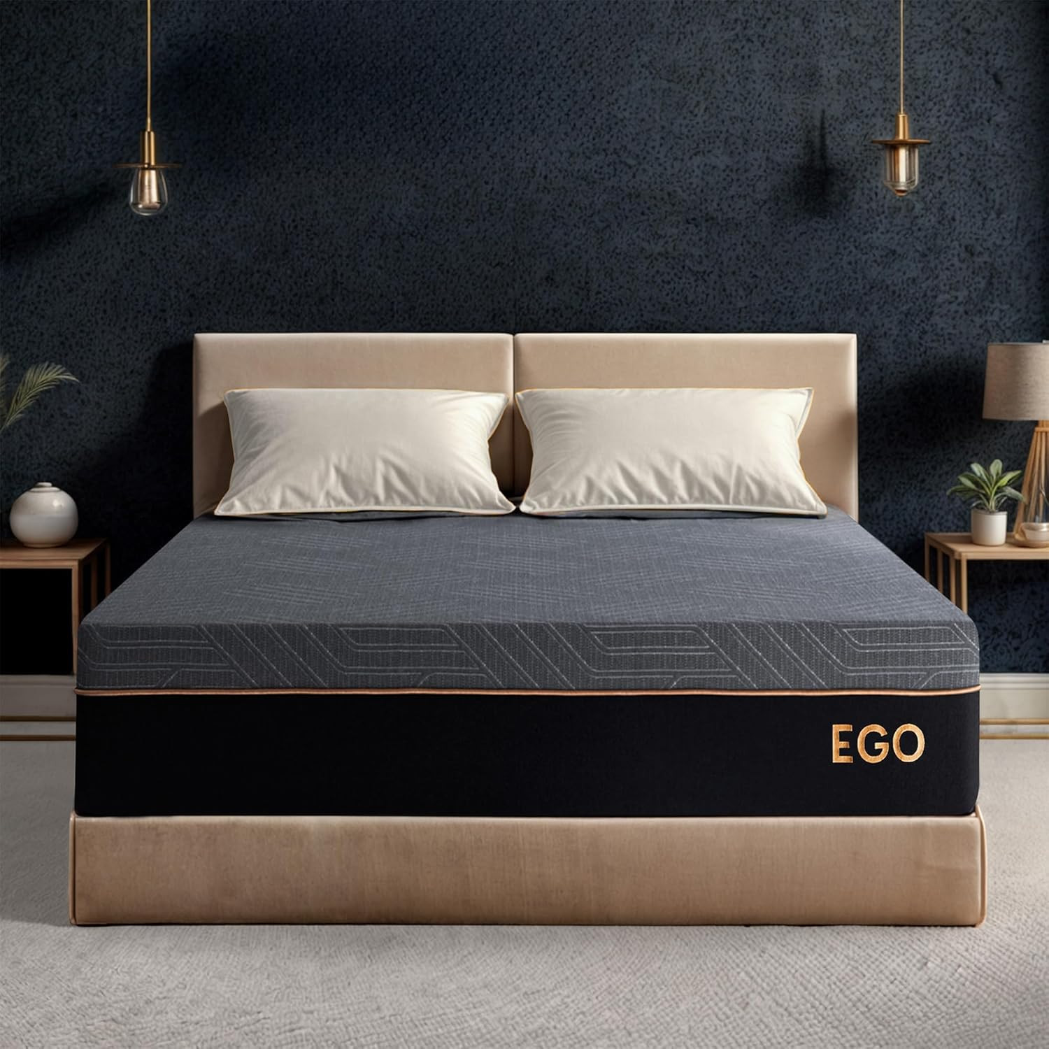 EGOHOME 12″ Copper Gel Queen Mattress – Cooling Memory Foam for Back Pain Relief