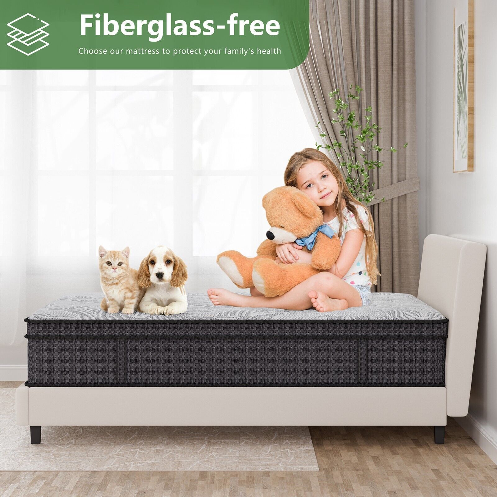14″ Twin XL Mattress Cooling Gel Memory Foam Twin XL Spring Hybrid Mattress