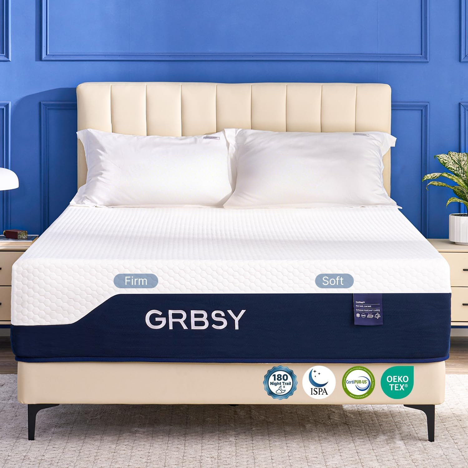14″ California King Memory Foam Mattress, Dual Zone, Cooling Gel, Back Pain Reli