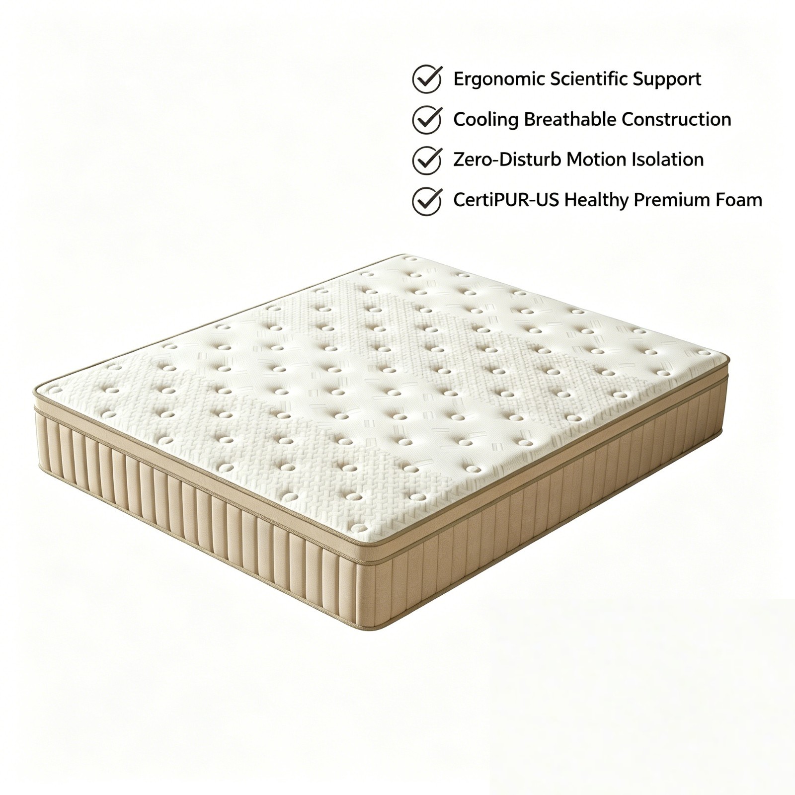 14 in Twin Hybrid Mattress Cooling Gel Memory Foam Pocket Spring Bed Box Beige