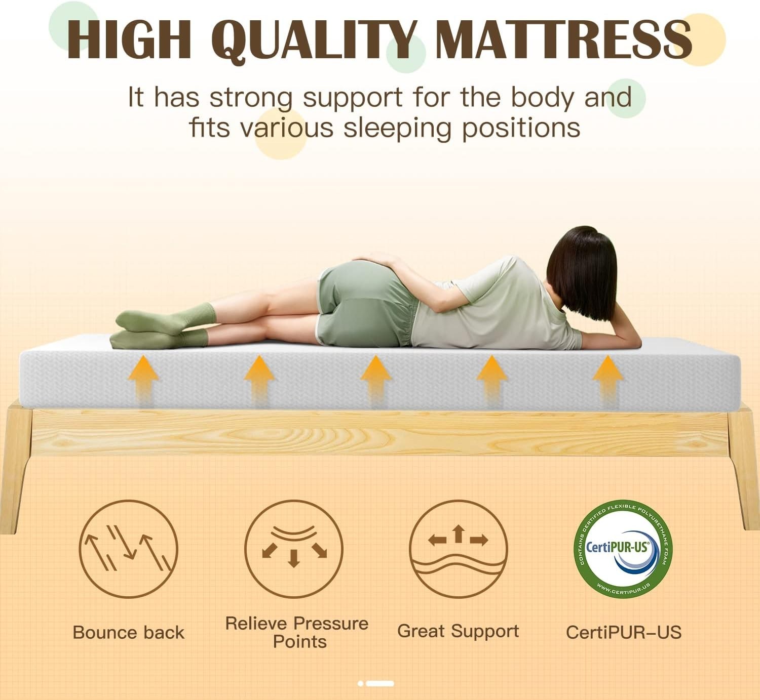 CertiPUR Certified Queen Mattress – 8-Inch Cooling Gel & Pressure Relief Design