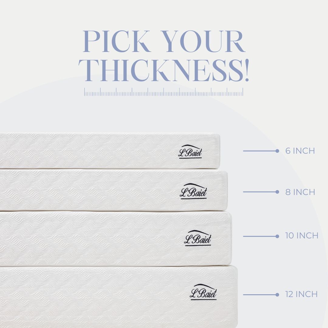 L’Baiet 10″ Bed in a Box Gel Medium Firm Memory Foam King Size Mattress in White