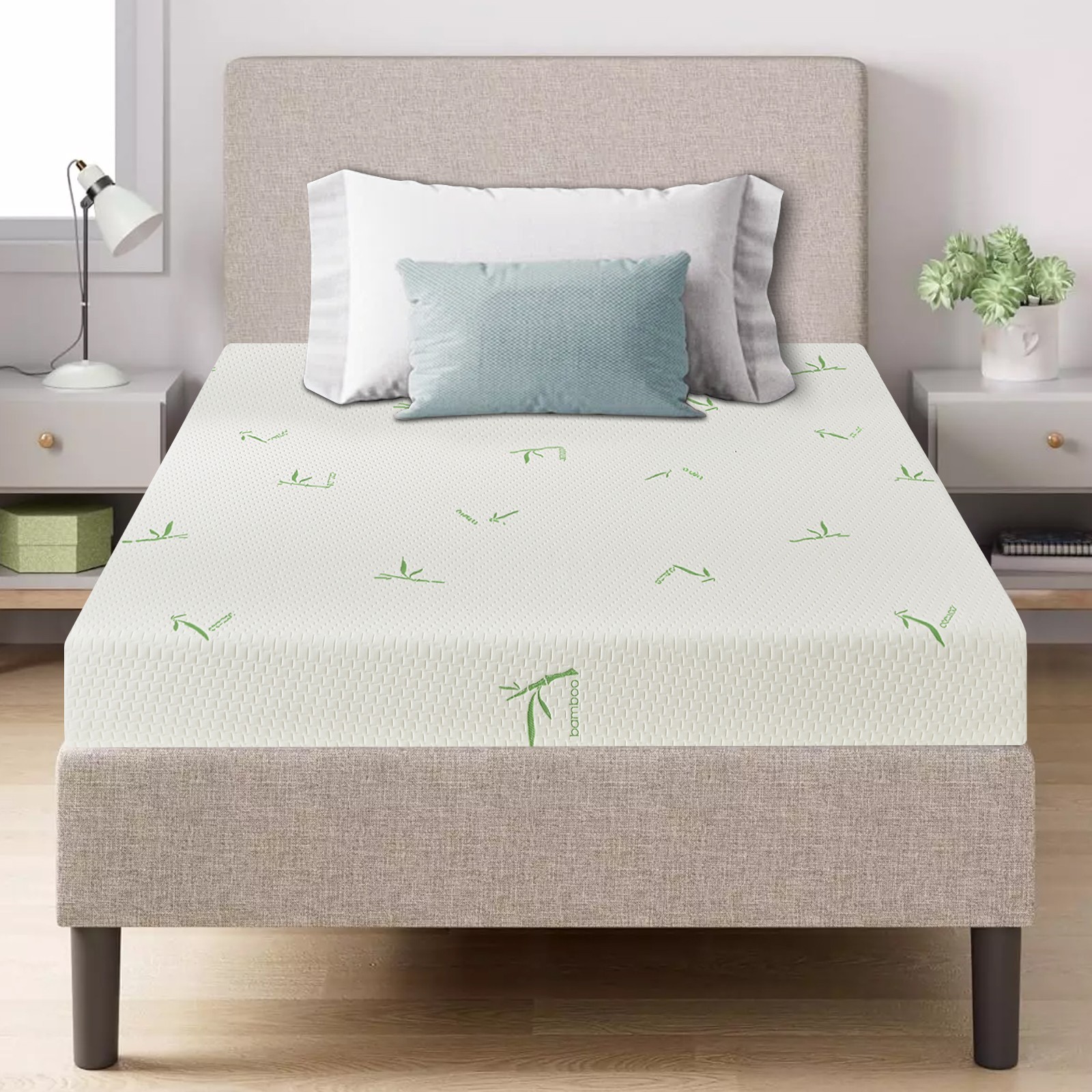 8″ Twin Cooling Gel Memory Foam Mattress with Bamboo Cover for Back Pain Relief