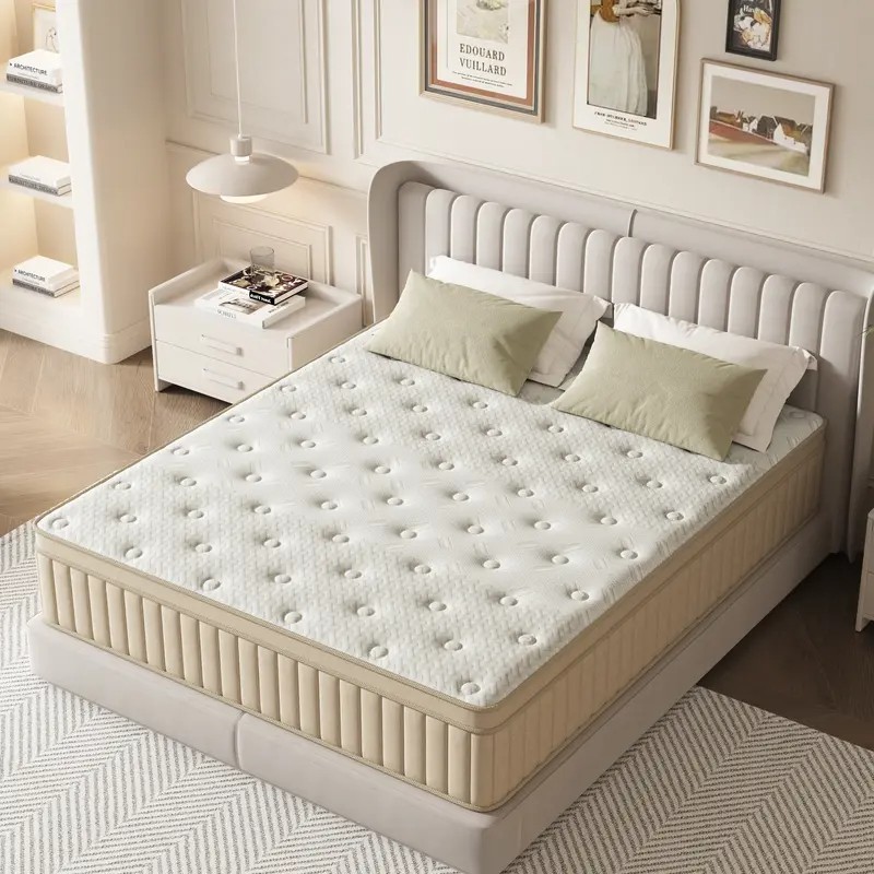 12″ 14″ Full Queen King Size Mattress Hybrid Foam Pocket Spring Coils Bed In Box