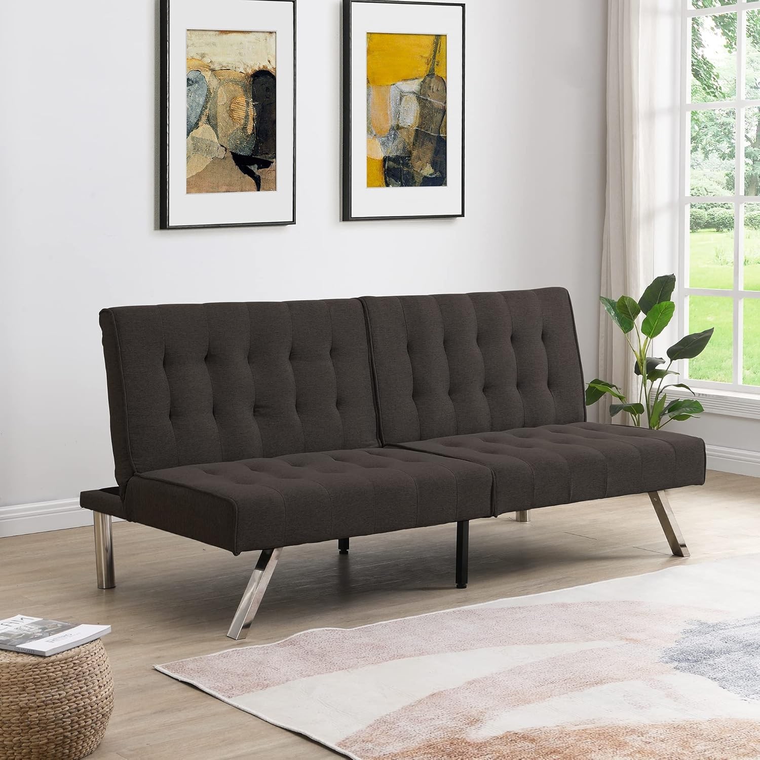 Fabric Convertible Folding Futon Sofa Bed,Upholstered Sleeper Couch