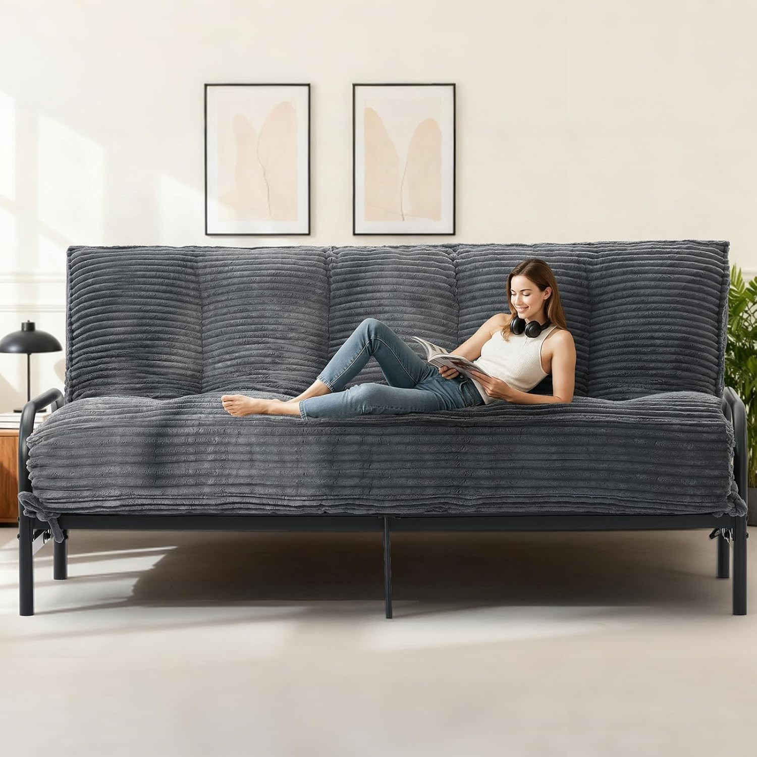 10″ Futon Mattress Queen Size,Futons Sofa Couch Bed with Queen (10 inches) Grey