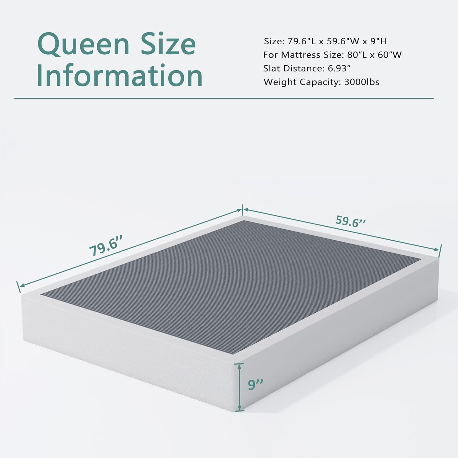 Queen Box Spring 9 Inch, Heavy Duty Mattress Boxspring Foundation, Sturdy Queen