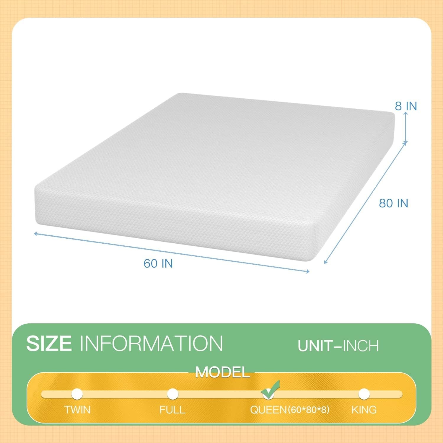 CertiPUR Certified Queen Mattress – 8-Inch Cooling Gel & Pressure Relief Design