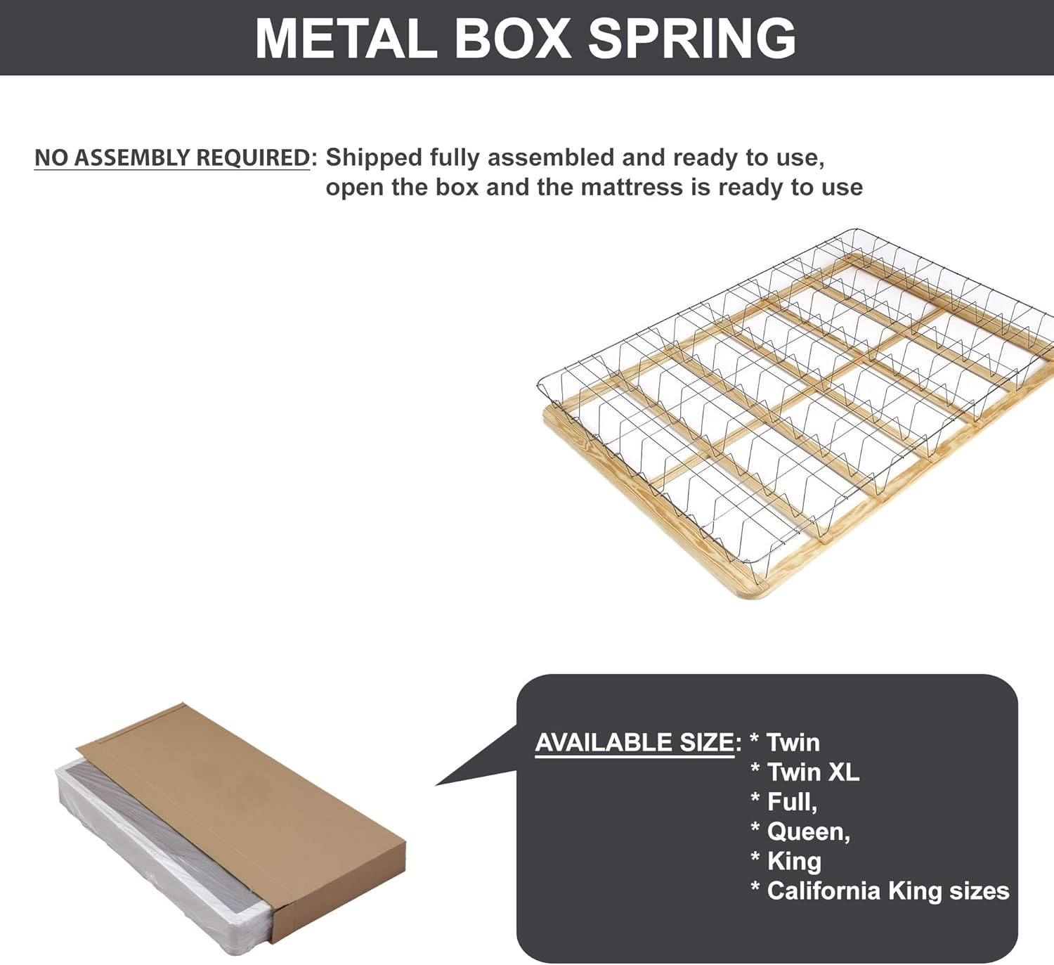 Metal Box Spring/Foundation for Queen Mattress – Mink Color