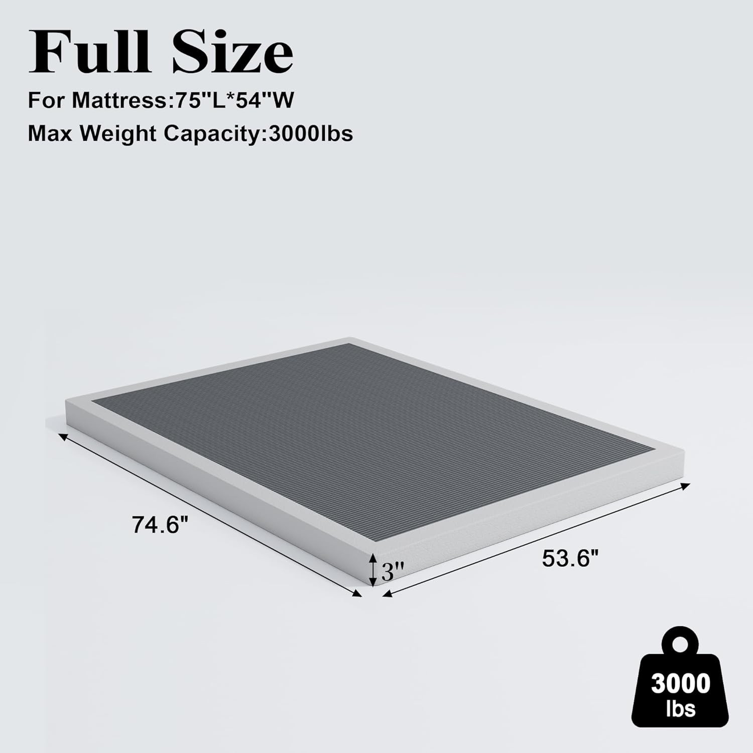 3 Inch Box Spring Full Low Profile Box Spring Full Size Metal Bed Base Heavy