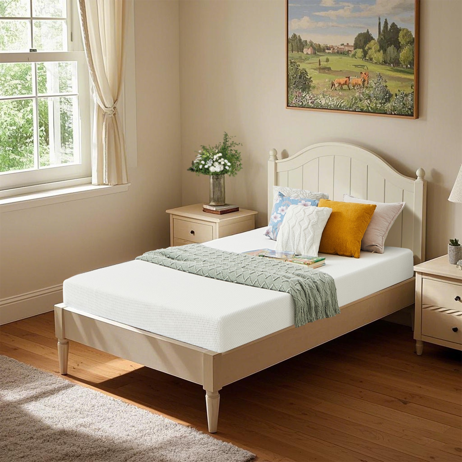 5″ 6″ Breathable Green Tea Memory Foam Mattress, Fiberglass Free & Medium Firm