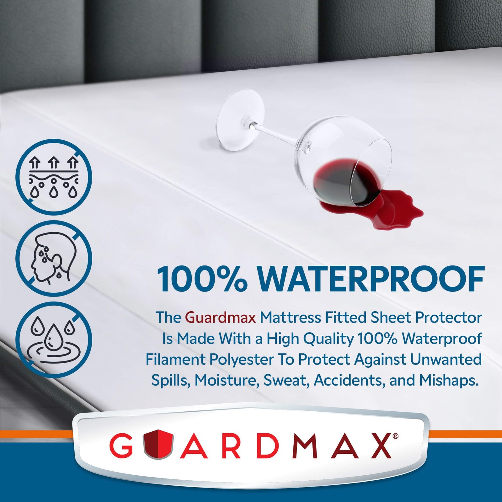 Guardmax Fitted Waterproof Mattress Protector – Hypoallergenic Queen, White